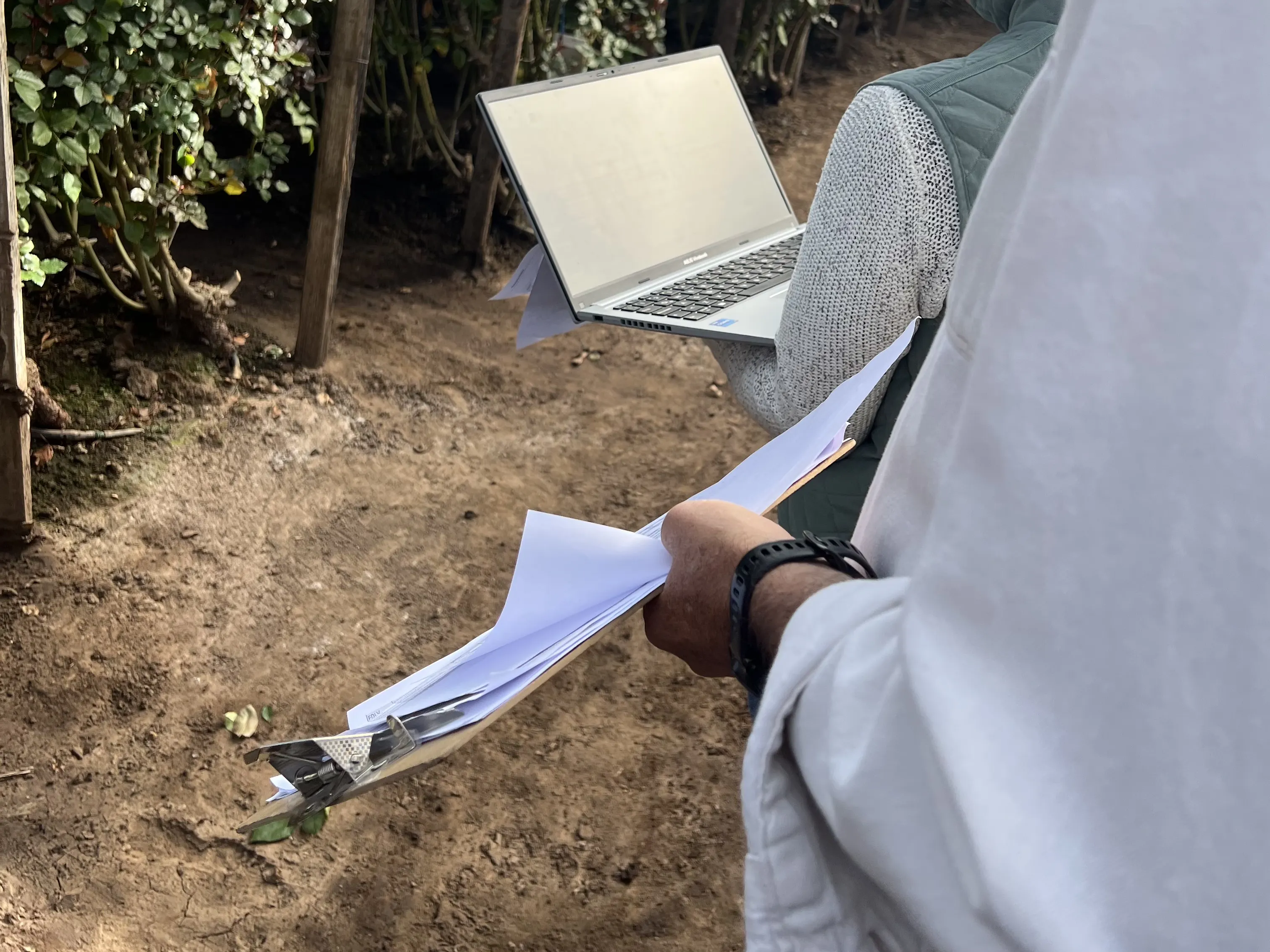 On-site shadowing session with farm technician and manager